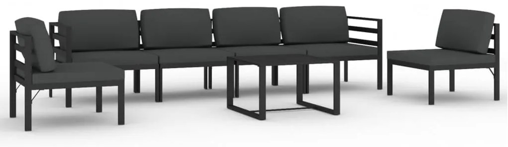 vidaXL Σαλόνι Κήπου 7 Τεμαχίων Ανθρακί Αλουμινίου με Μαξιλάρια