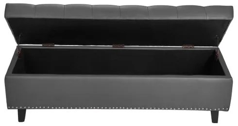 VEVOR Button-Tufted Storage Ottoman Bench PU Leather Bench with Wood Legs Gray