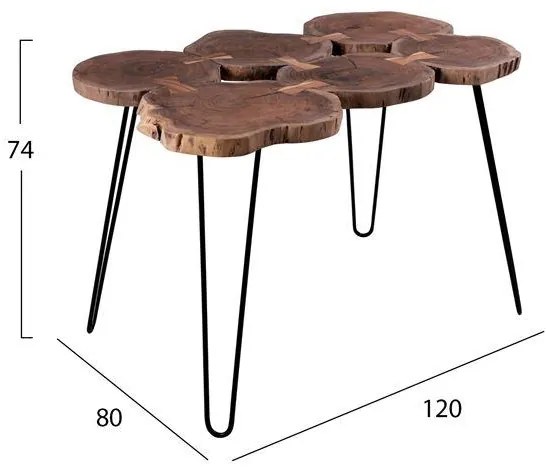 Τραπέζι OSLO με Μασίφ Κορμό Ακακίας 120x80x74 εκ. 120x80x74 εκ.