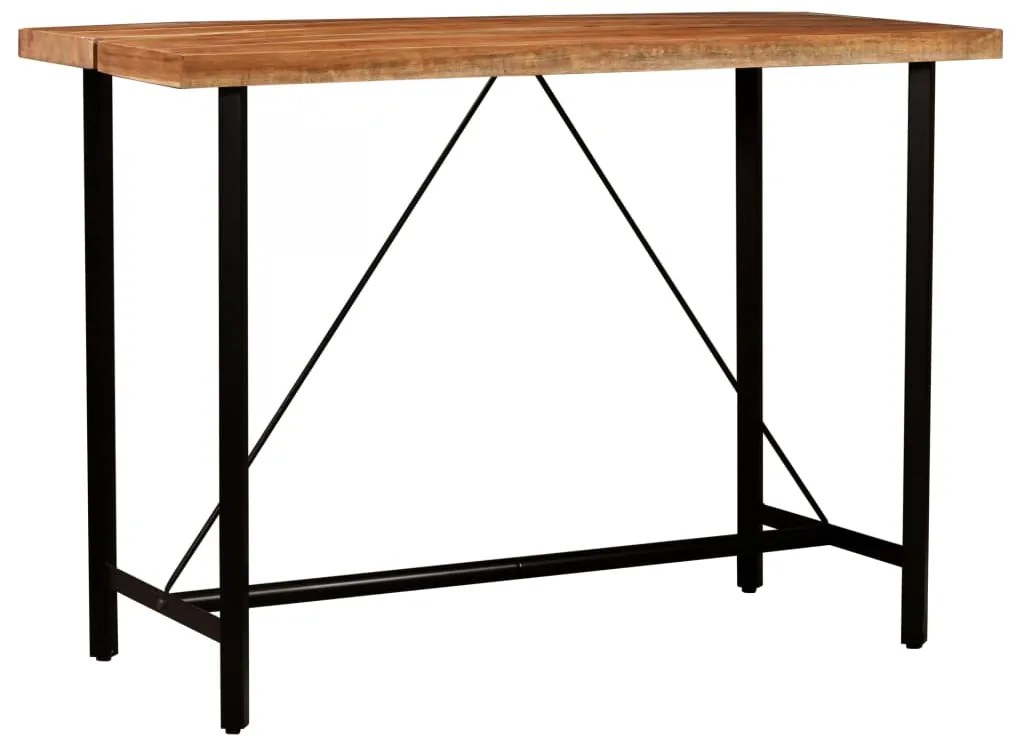 vidaXL Σετ Επίπλων Μπαρ 5 τεμ. Μασίφ Ξύλο / Γνήσιο Δέρμα