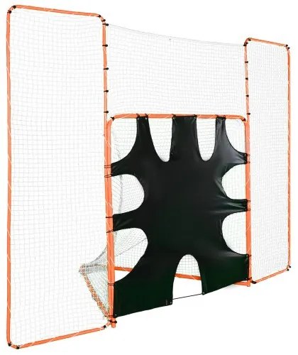 VEVOR 3-IN-1 Lacrosse Goal with Backstop and Target, 12' x 9' Lacrosse Net, Steel Frame Backyard Lacrosse Rebounder Equipment, Quick & Easy Setup Training Net, Perfect for Youth Adult Training, Orange