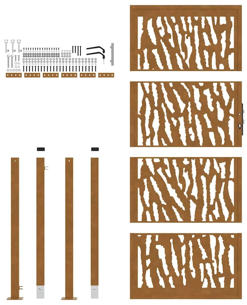 vidaXL Πύλη κήπου 105x205 cm Weathering Steel Trace Design