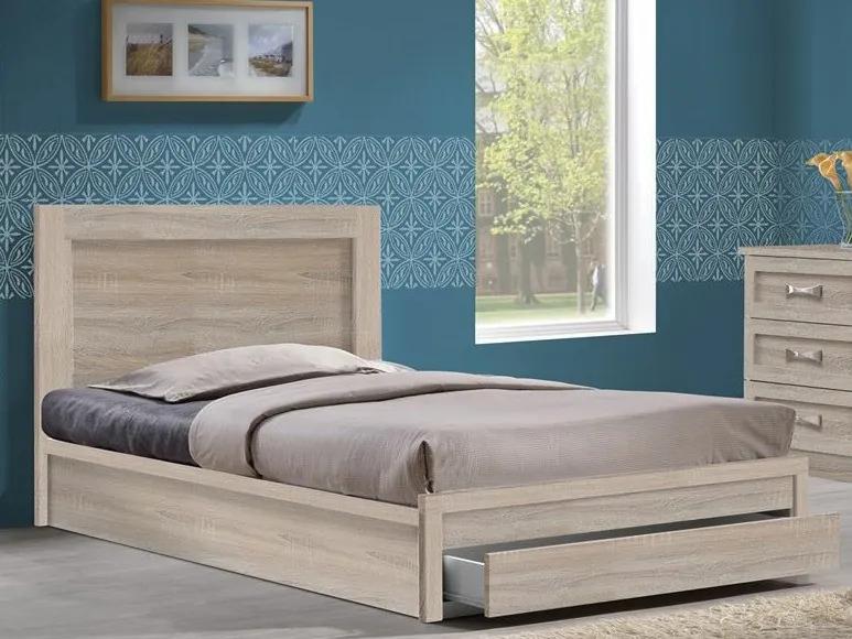Κρεβάτι Mesa C112, Μονόκλινο, Ανοιχτό καφέ, 90x190, Πλαστικοποιημένη μοριοσανίδα, 99x196x93cm