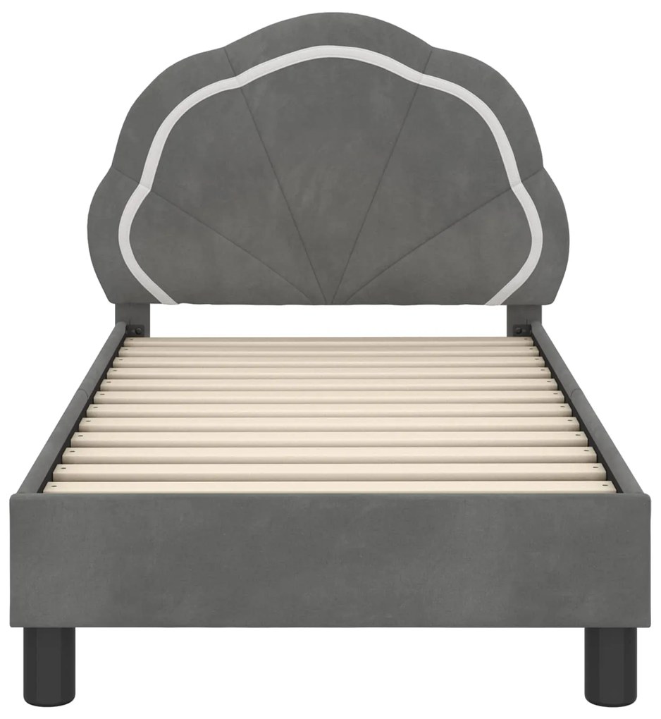 vidaXL Κρεβατική βάση για παιδιά με προσκέφαλο Σκούρο Γκρι 70 x 140 cm
