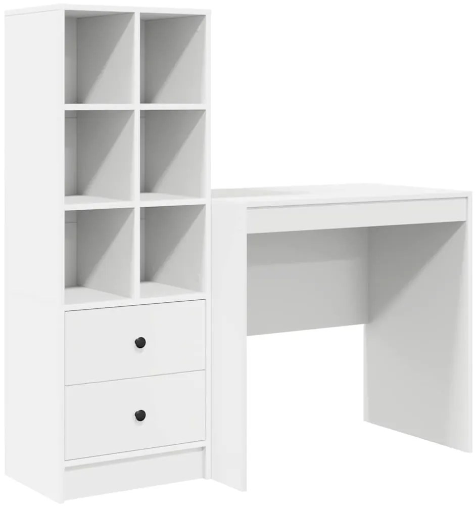 vidaXL Γραφείο με αποθηκευτικό χώρο 2 pcs Λευκό 80 x 50 x 76 εκ.