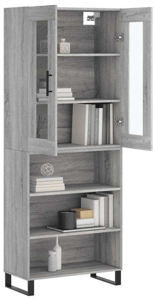 vidaXL Ντουλάπι Γκρι Sonoma 69,5 x 34 x 180 εκ. Επεξεργασμένο Ξύλο