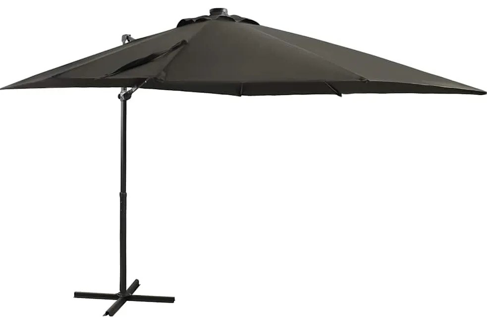 vidaXL Ομπρέλα Κρεμαστή Κήπου με Ιστό και LED Ανθρακί 250 εκ.