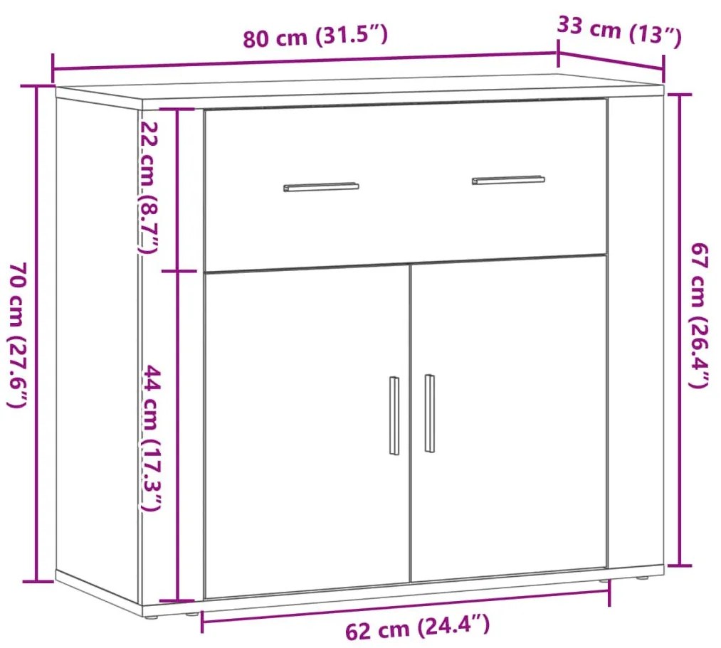 Συρταριέρα Όψη Παλαιού Ξύλου 80x33x70 εκ. Επεξεργασμένο Ξύλο - Καφέ