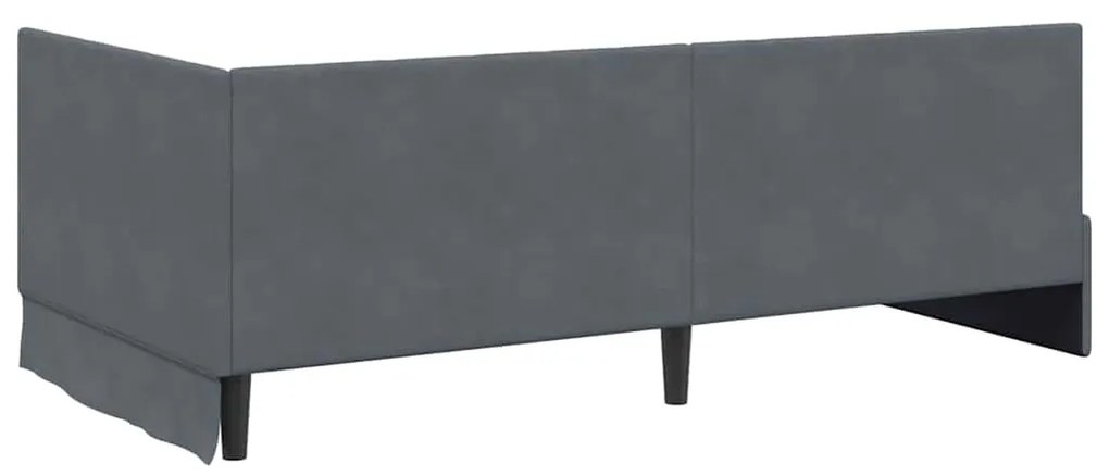 vidaXL Κρεβάτι Γωνίας με κεφαλάρι Σκούρο γκρι 100 x 200 cm Βελούδο