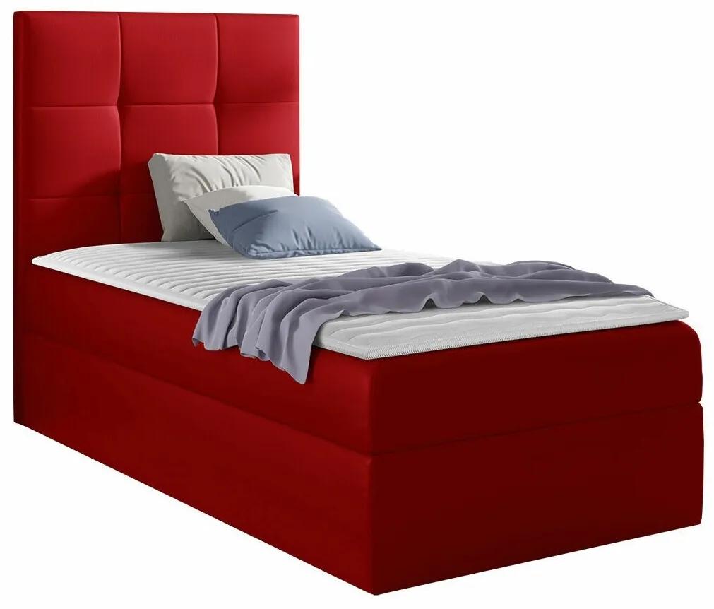 Κρεβάτι continental Baltimore 180, Continental, Μονόκλινο, Κόκκινο, 80x200, Οικολογικό δέρμα, Τάβλες για Κρεβάτι, 82x208x103cm, 61 kg, Στρώμα: Ναι