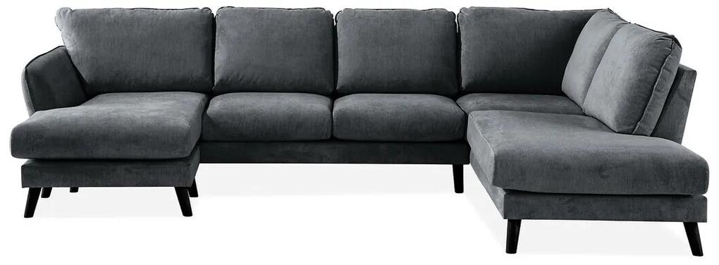 Γωνιακός Καναπές Scandinavian Choice P121, Σκούρο γκρι, Μαύρο, 327x200x80cm, 130 kg, Πόδια: Ξύλο | Epipla1.gr