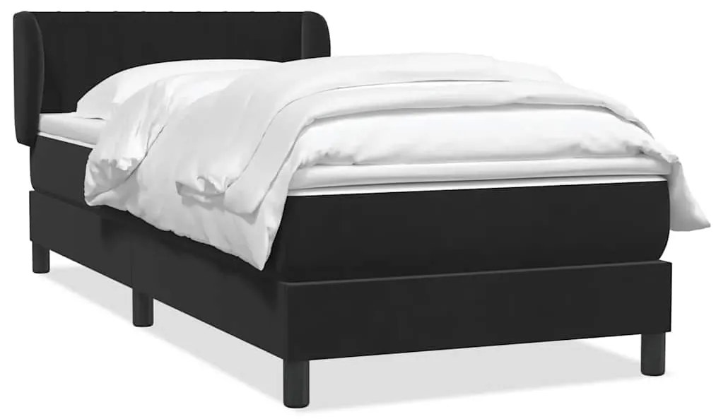 vidaXL Κρεβάτι Boxspring με Στρώμα Μαύρο 80x220 εκ. Βελούδινο