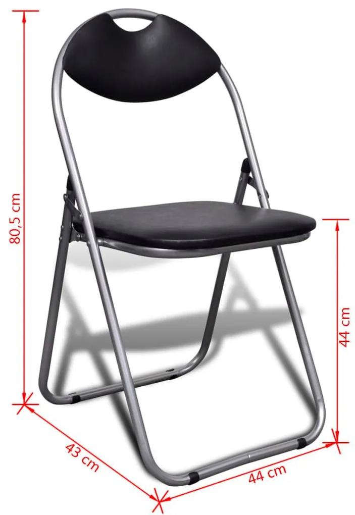 Καρέκλες Τραπεζαρίας Πτυσσόμενες 6 τεμ. Μαύρες Δερματίνη/Ατσάλι - Μαύρο