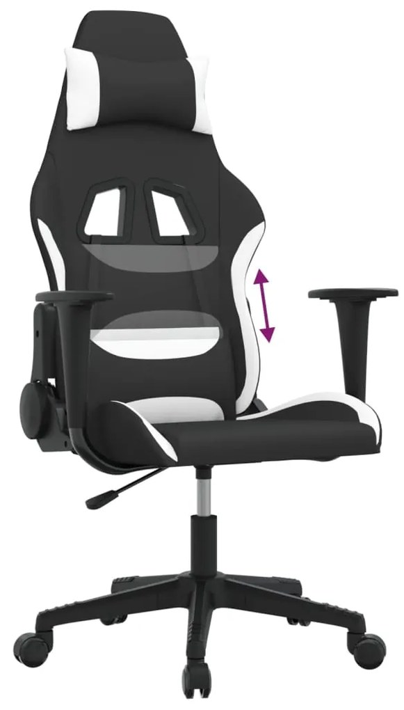 vidaXL Καρέκλα Gaming Μαύρη και Λευκό Υφασμάτινη