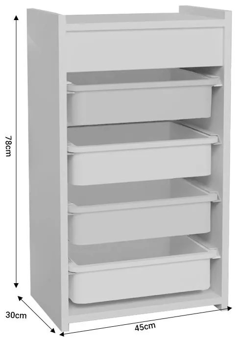 Συρταριέρα με καλάθια Toyli λευκό μελαμίνης 45x30x78εκ 45x30x78 εκ.