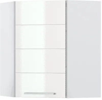 Ντουλάπι κρεμαστό γωνιακό Hudson V7-UG-1K-Λευκό - Λευκό γυαλιστερό - 64.00Χ64.00Χ72.00cm