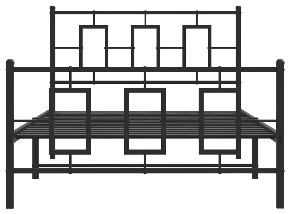 vidaXL Πλαίσιο Κρεβατιού με Κεφαλάρι&Ποδαρικό Μαύρο 107x20 εκ. Μέταλλο