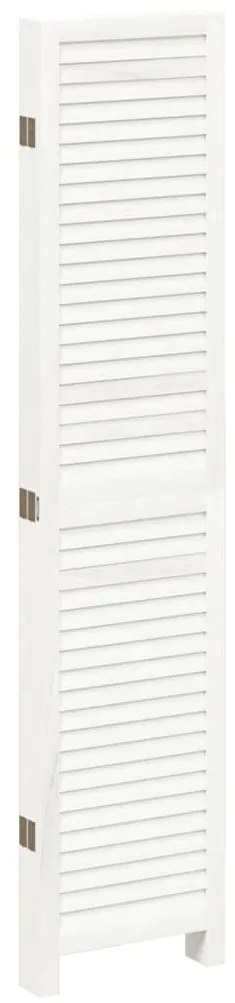 vidaXL Διαχωριστικό Χώρου με 5 Πάνελ Λευκό από Μασίφ Ξύλο Παυλώνιας