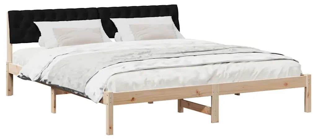 vidaXL Σκελετός Κρεβατιού με κεφαλάρι Καφέ και μαύρο 180 x 200 cm