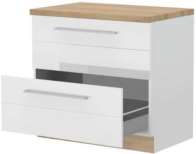 Επιδαπέδιο ντουλάπι Hudson R-90-2MBOX-Λευκό - Λευκό γυαλιστερό - 90.00Χ60.00Χ88.00cm