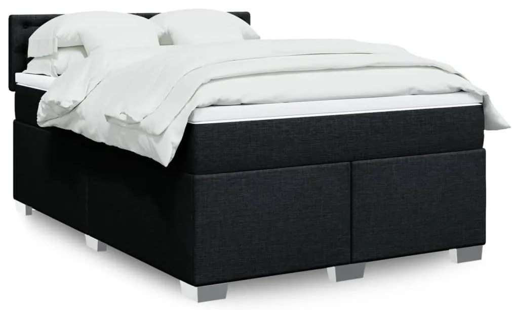 vidaXL Κρεβάτι Boxspring με Στρώμα Μαύρο 160x200 εκ. Υφασμάτινο