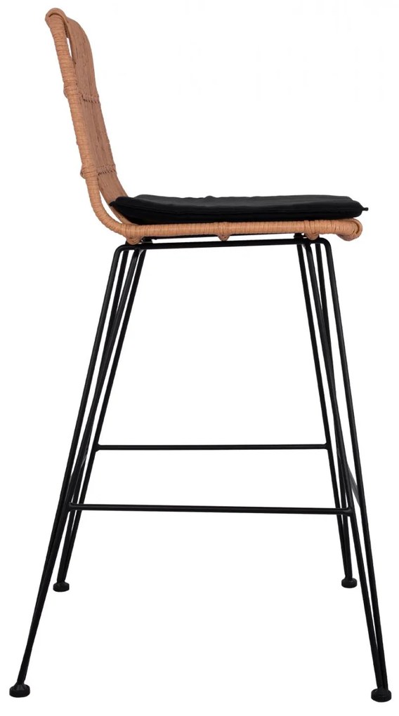Σκαμπό Μπαρ ALLEGRA C5452 Μεταλλικό με Μπέζ Wicker & Μαξιλάρι 56x60x109 εκ. 56x60x109 εκ.