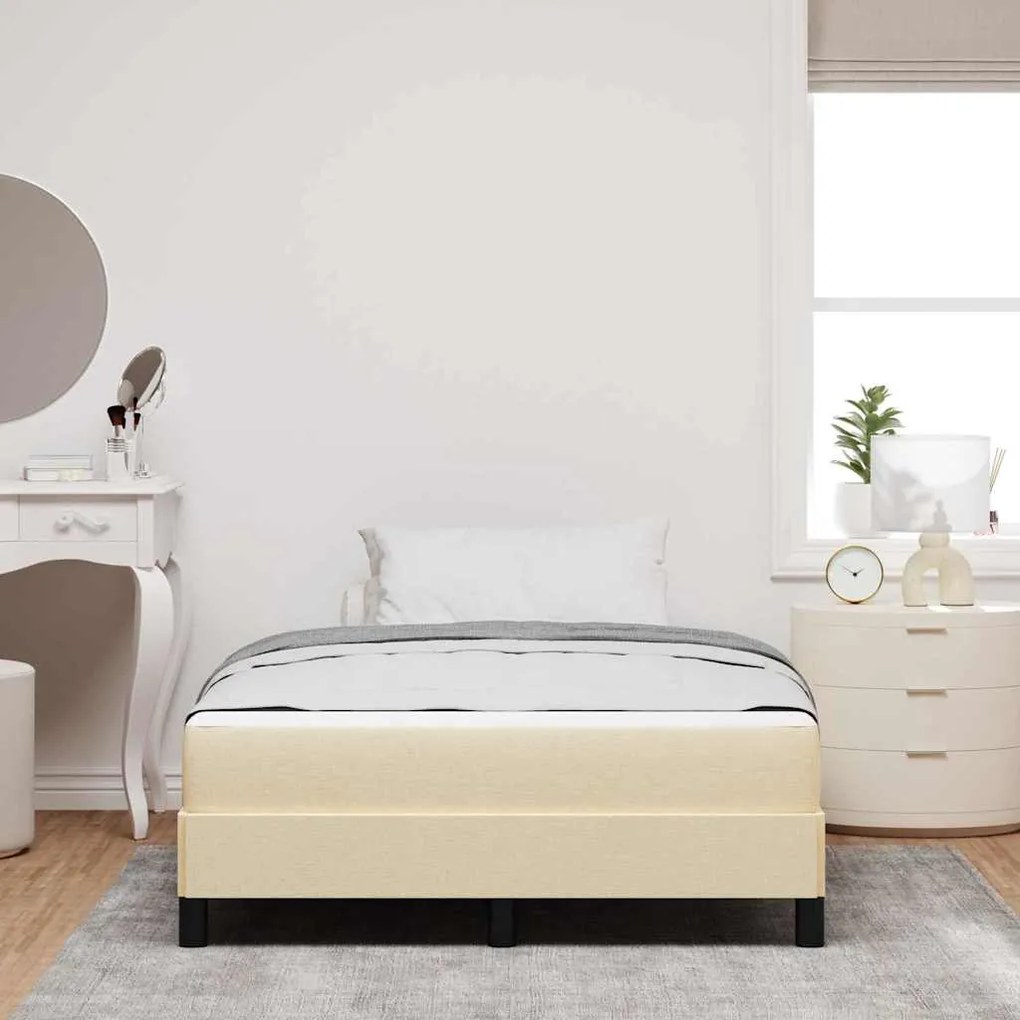vidaXL Κρεβάτι με ελατήρια με στρώμα Κρεμ 120 x 200 cm ύφασμα