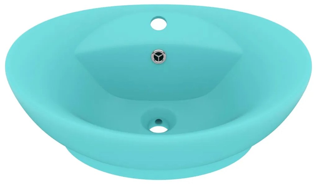 vidaXL Νιπτήρας με Υπερχείλ. Οβάλ Αν. Πράσινο Ματ 58,5x39 εκ Κεραμικός