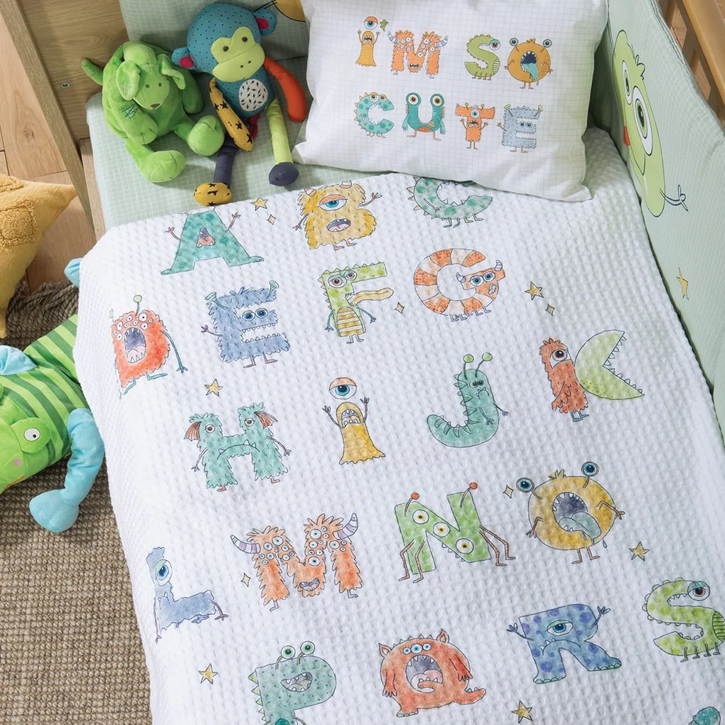 Κουβέρτα Πικέ Αγκαλιάς (80x110) Nef-Nef Homeware Alphabet Monster