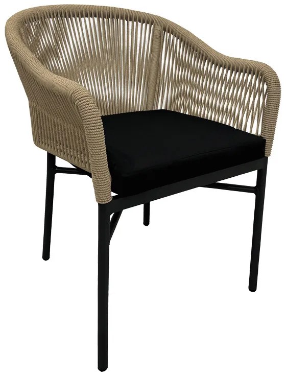 Πολυθρόνα αλουμινίου Legana pakoworld ανθρακί σκελετός--pe rattan σε φυσική απόχρωση 56x66x82εκ