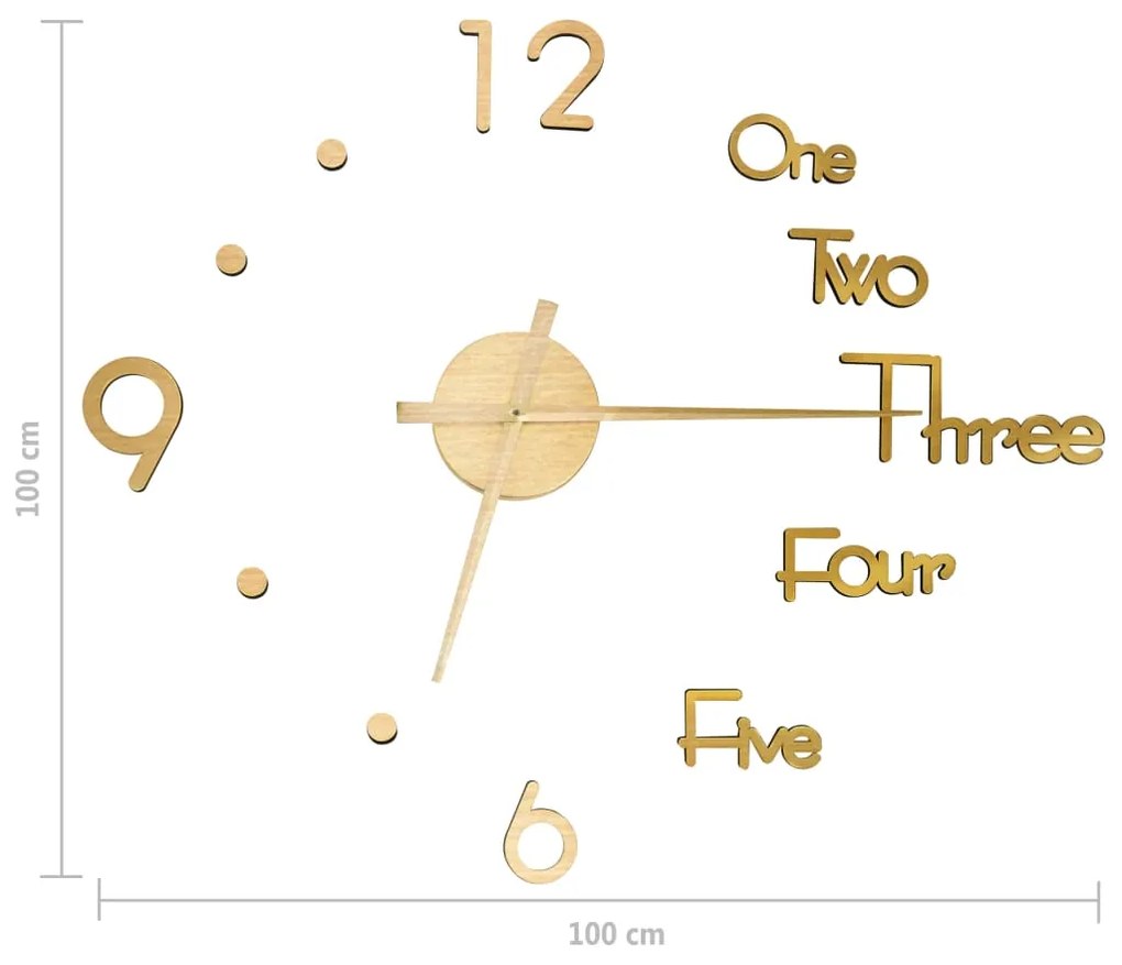 vidaXL Ρολόι Τοίχου Τρισδιάστατο Μοντέρνο Χρυσό 100 εκ. XXL