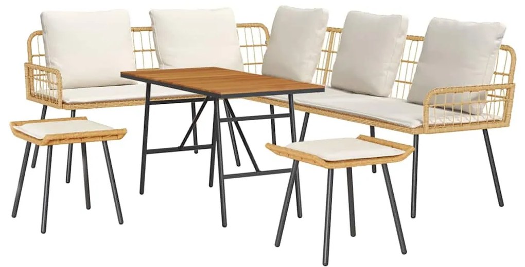 vidaXL Σετ Καναπέ Κήπου 4 pcs Φυσικό συνθετικό ρατάν