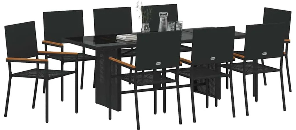 vidaXL Σετ Κηπωρίου 9 Τεμαχίων Μαύρο Πολυ Ράφτινγκ