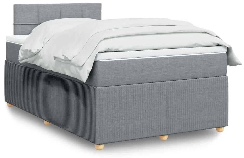 Κρεβάτι Boxspring με Στρώμα Ανοιχτό Γκρι 120x200 εκ. Υφασμάτινο - Γκρι