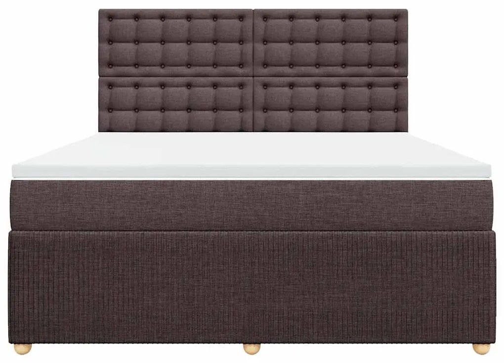 vidaXL Κρεβάτι Boxspring με Στρώμα Σκούρο Καφέ 180x200 εκ Υφασμάτινο
