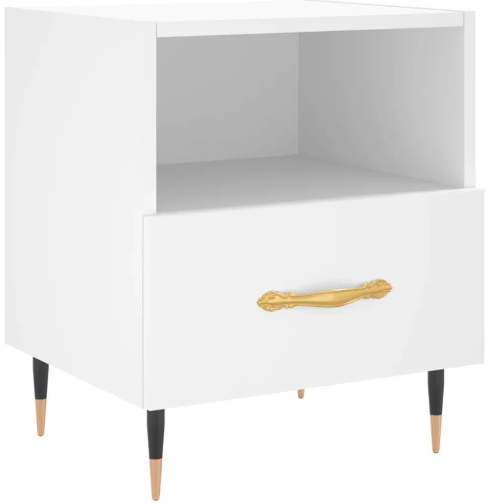 vidaXL Κομοδίνο Λευκό 40 x 35 x 47,5 εκ. από Επεξεργασμένο Ξύλο