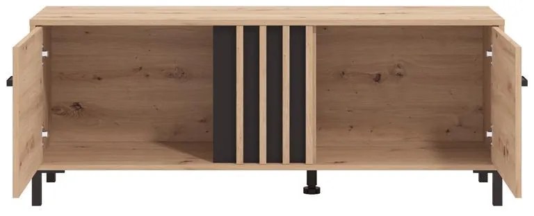 Έπιπλο Τηλεόρασης Laval 131 2K2V Artisan Oak - Μαύρο 132x40x52 εκ. 132x40x52 εκ.