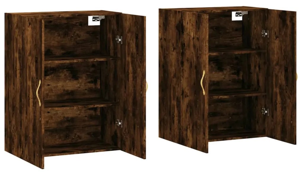 vidaXL Ντουλάπια Τοίχου 2 τεμ. Καπνιστή Δρυς 69,5 x 34 x 90 εκ.
