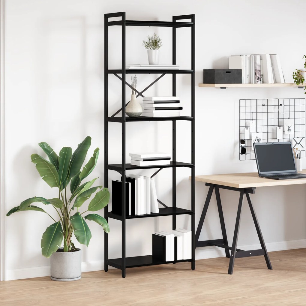 vidaXL Βιβλιοθήκη Μαύρη δρυς 60 x 30 x 188 εκ Μοριοσανίδα