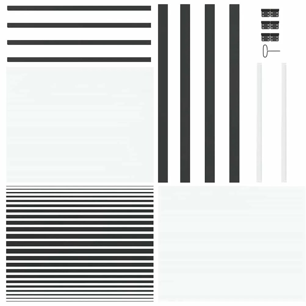 vidaXL Γυάλινη πόρτα Ριγέ Μαύρο 76 x 3.5 x 201.5 εκ Αλουμίνιο