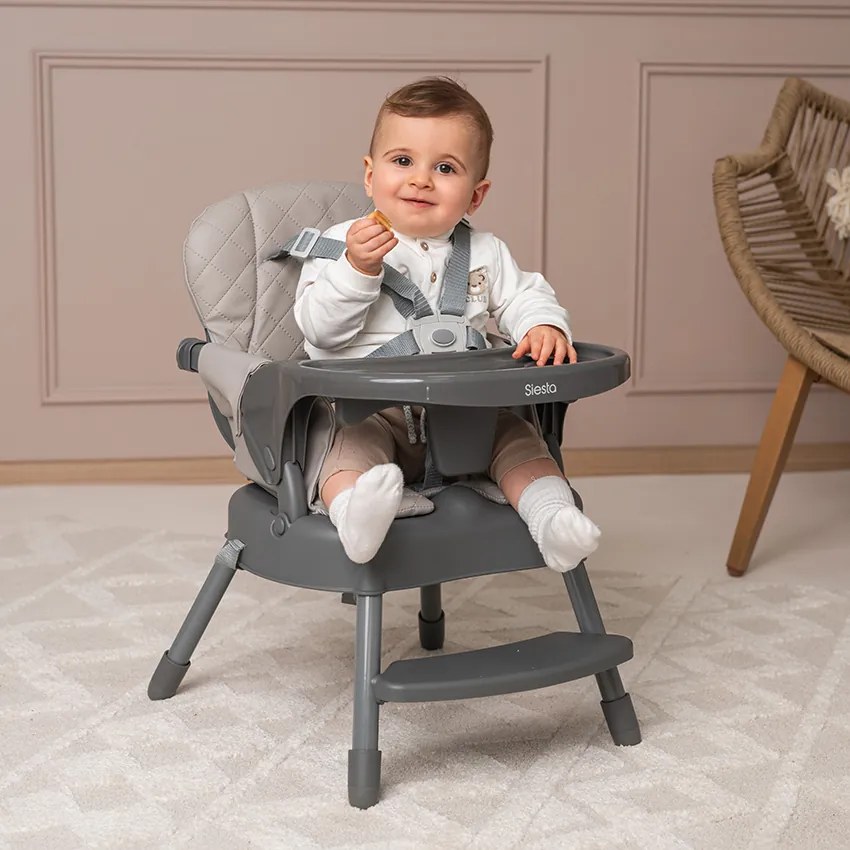 Καρεκλάκι φαγητού Siesta 3in1 Grey Leather 10100532506 Lorelli