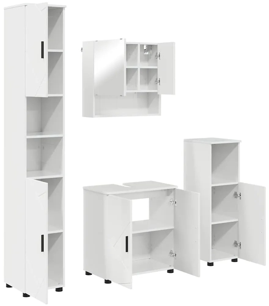 vidaXL Σετ Επίπλων Μπάνιου 4 pcs Γυαλιστερό λευκό 61 x 35 x 64 εκ.
