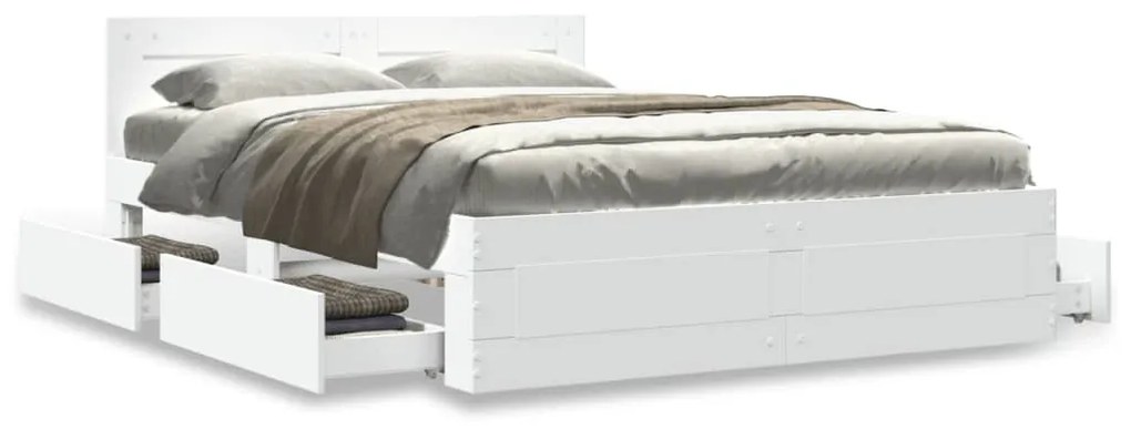 Σκελετός Κρεβατιού με Κεφαλάρι Χωρίς Στρώμα Λευκό 140x190 εκ.