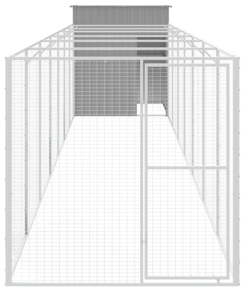 vidaXL Σπιτάκι Σκύλου με Αυλή Αν. Γκρι 165x863x181 εκ. Γαλβαν. Χάλυβας