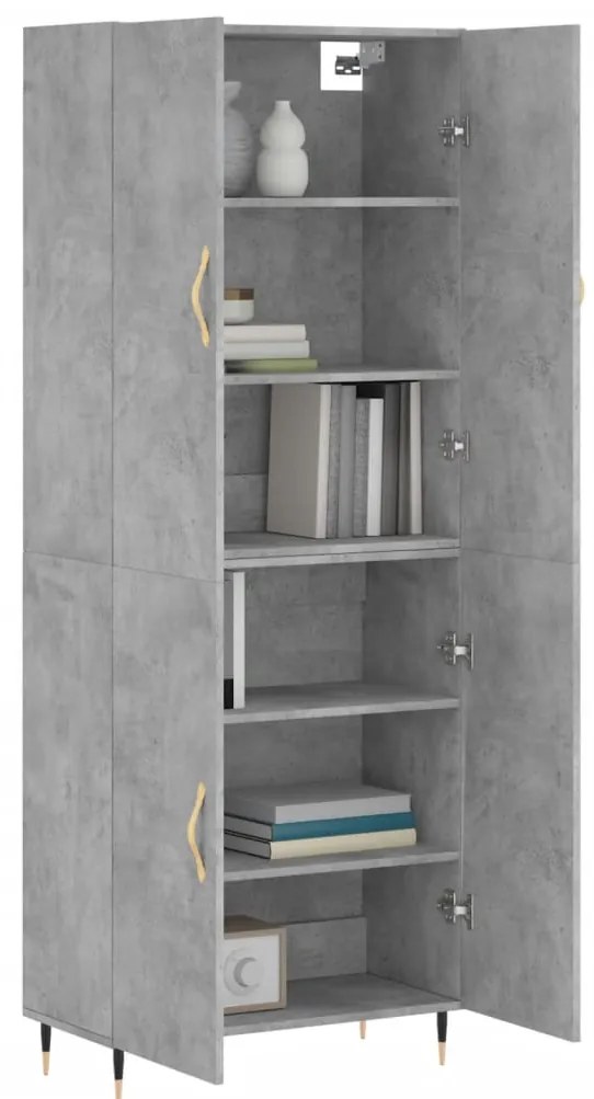 vidaXL Ντουλάπι Γκρι Σκυροδέματος 69,5x34x180 εκ. Επεξεργασμένο Ξύλο
