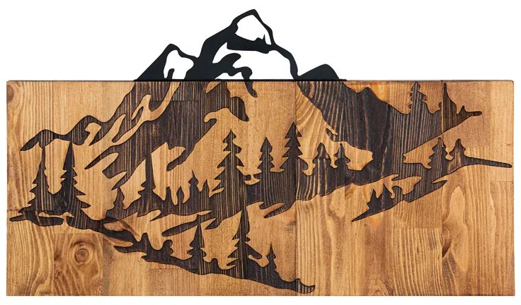 Διακοσμητικό τοίχου Mounten pakoworld ξύλο πεύκου σε φυσική απόχρωση με μαύρο μέταλλο 57.5x3x33εκ