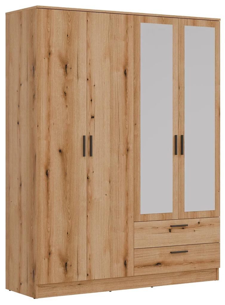 Ντουλάπα Orlando 223, Ελαφριά δρυς, 205x160x52cm, 134 kg, Πόρτες ντουλάπας: Με μεντεσέδες | Epipla1.gr