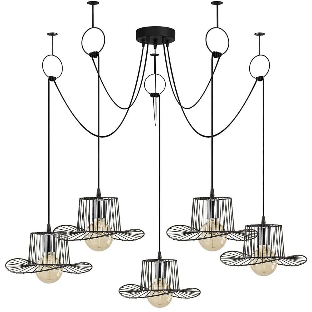 Φωτιστικό Οροφής Tel 892OPV1729 Φ138x122cm 5xE27 40W Black Opviq