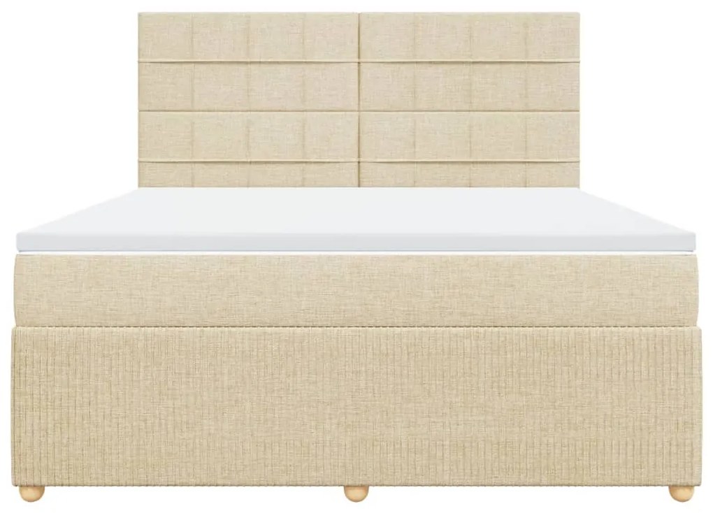 vidaXL Κρεβάτι Boxspring με Στρώμα Κρεμ 180x200 εκ. Υφασμάτινο