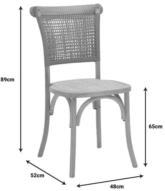 Καρέκλα Karley φυσικό ξύλο οξιάς-έδρα φυσικό rattan 48x52x89εκ 48x52x89 εκ.